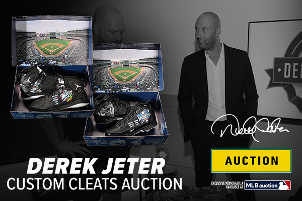 Bid on one of a kind, Derek Jeter signed cleats that highlight his 1999 and 2000 World Series wins. Custom inscription included! Auction ends on 8/4 at 7 p.m. ET.