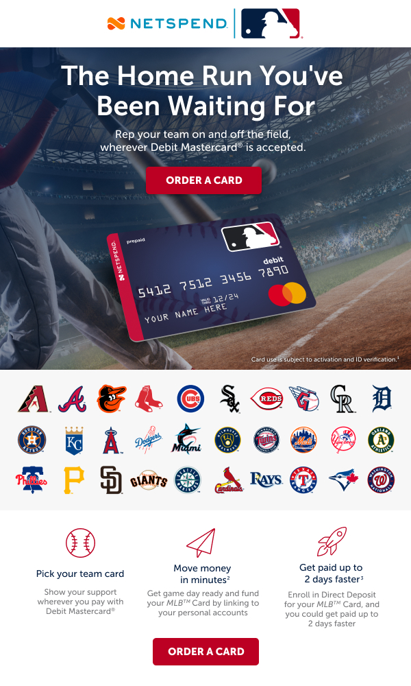 Netspend Prepaid Mastercard The official Prepaid Card of Major League Baseball Order a card