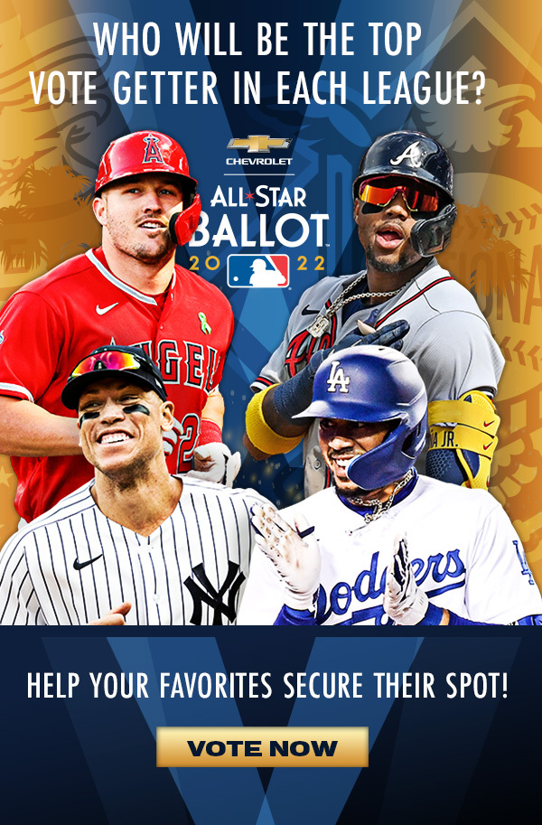 Who will be the top vote getter in each league? The 2022 Chevrolet MLB All-Star Ballot. Help your favorites secure their spot! Vote Now.