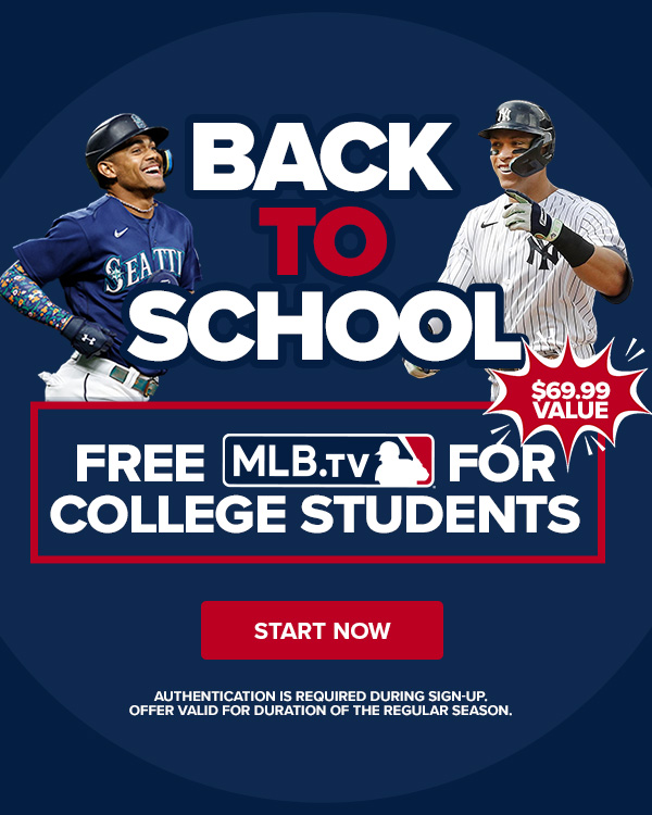 Free MLB.TV for college students. Start now.