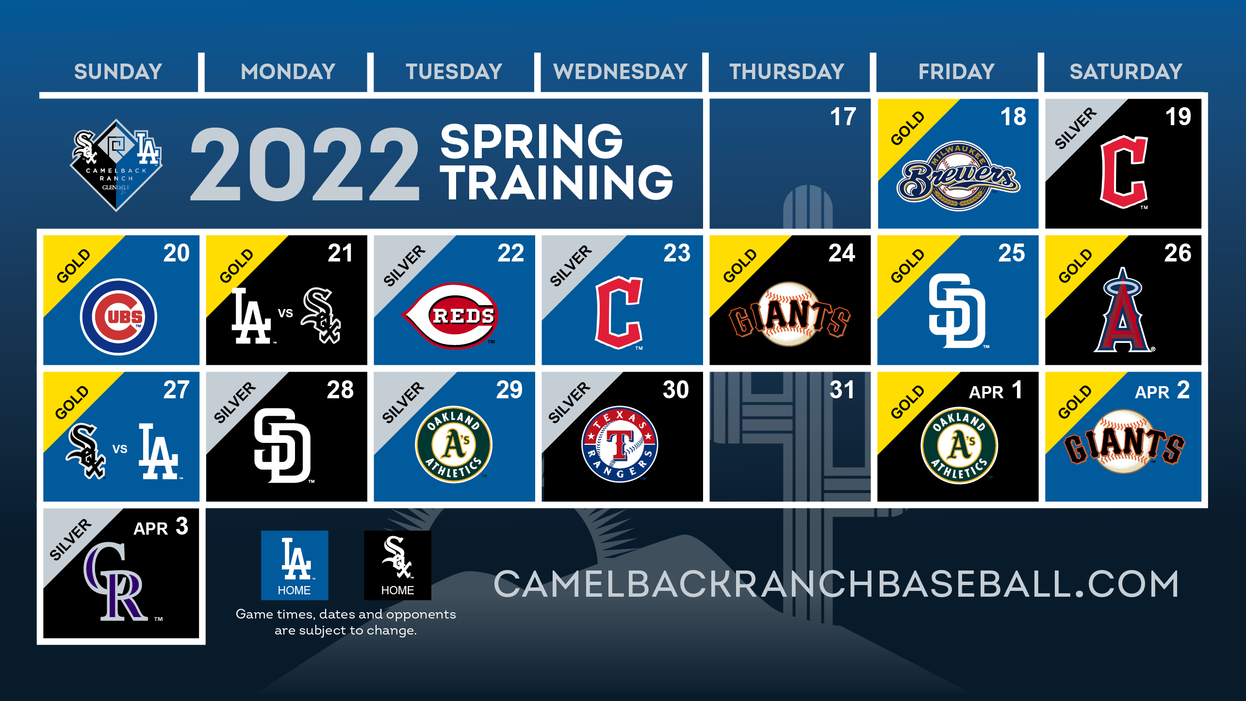 Mst Spring 2022 Schedule March 2022 Schedule | Camelback Ranch | Mlb.com