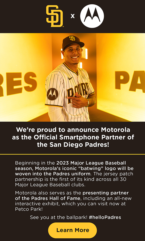 MLB: San Diego Padres firma con Motorola la prima sponsorizzazione della  storia per il patch sulla divisa - Sporteconomy
